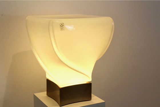 Image 1 of leucos limited edition handmade white opalescent glass table lamp