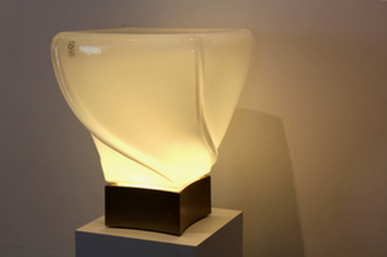 Image 1 of leucos limited edition handmade white opalescent glass table lamp