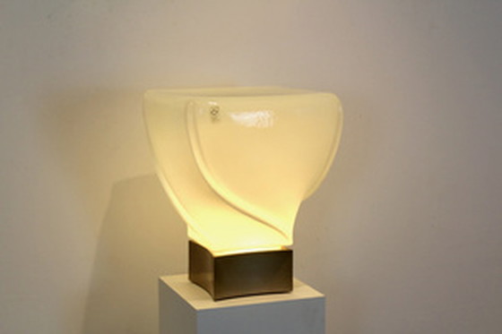 Image 1 of leucos limited edition handmade white opalescent glass table lamp