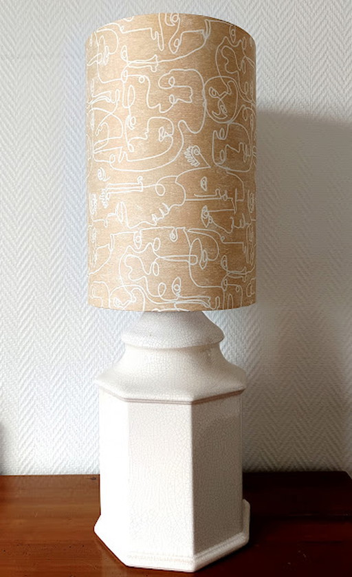 Large art deco lamp in crackled ceramic