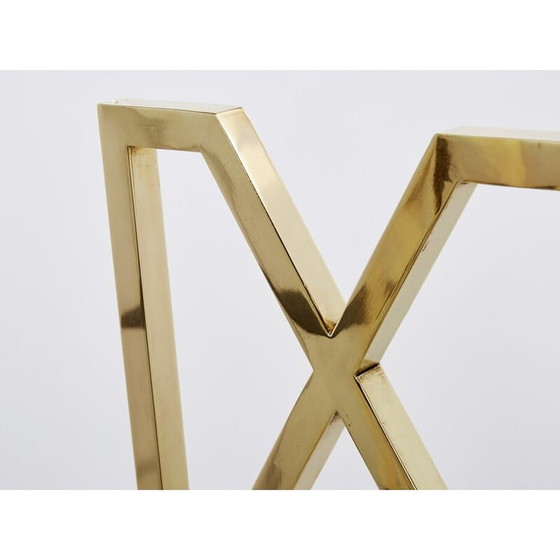 Image 1 of Pair of vintage brass and wool chairs by Alain Delon for Jean Charles, 1970s