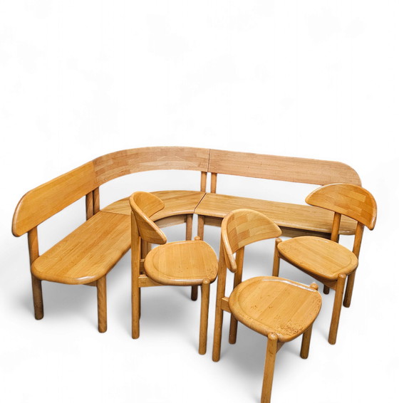 Image 1 of Conjunto de muebles Ansager muy raro, mesa, sofá, 3 sillas y banco de esquina.