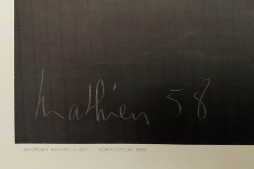 Georges Mathieu: "Komposition, 1958." Signed In the Plate.