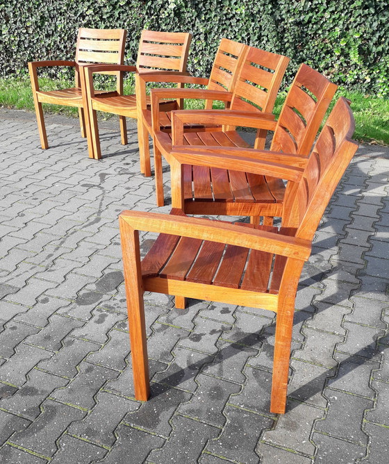 Image 1 of 6x Queens Teak chaises empilables en teck