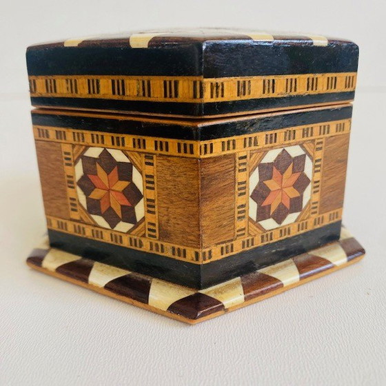 Image 1 of Hexagon jewelry box wood mother of pearl inlay geometric Khatam