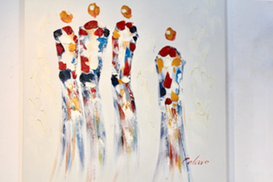 Image 1 of "Together" Set of Hand-Signed Oil Paintings on Canvas by Calaro