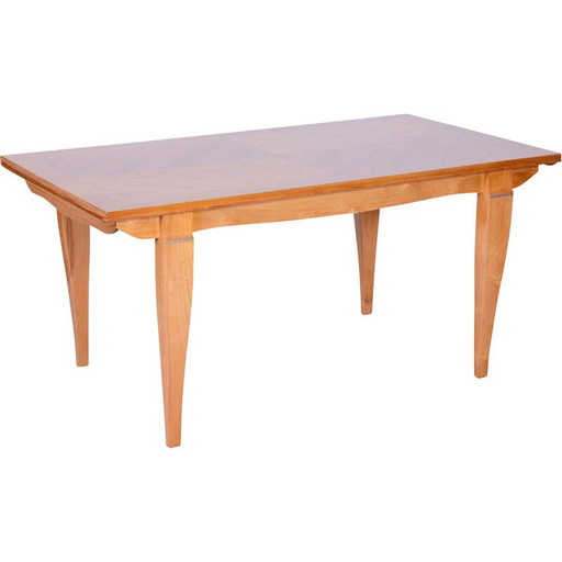 Vintage Art Deco dining set in oak and spruce by Jules Leleu, France 1920