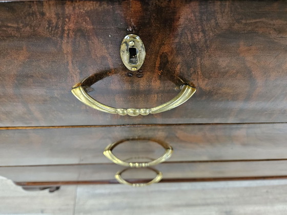 Image 1 of Art Decò Hest Of Drawers With Five Drawers In Wood And Brass