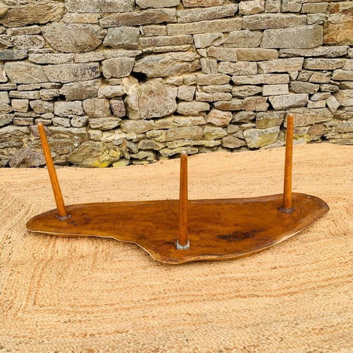 Vintage free-form coffee table in solid wood, France 1960