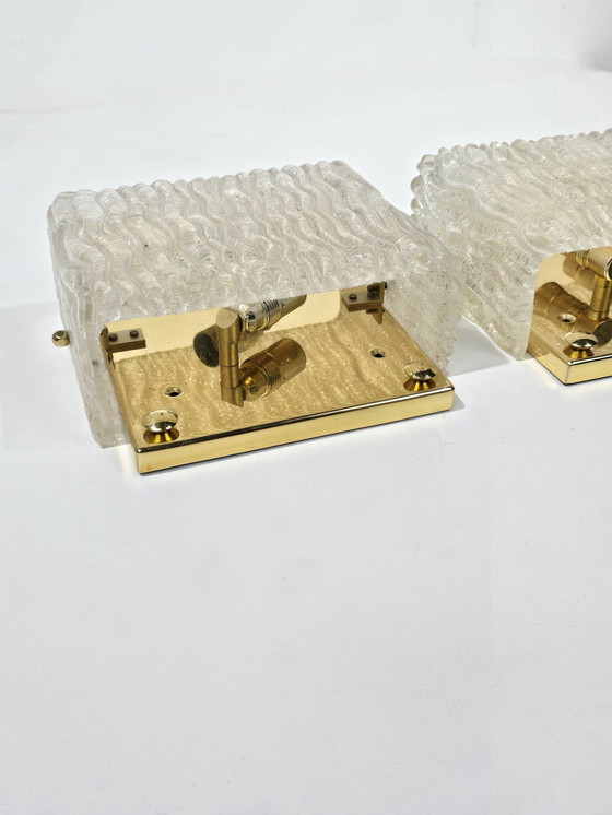 Image 1 of 2x brass glass wall lamps