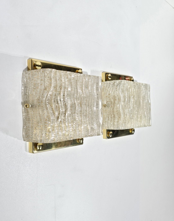 Image 1 of 2x brass glass wall lamps