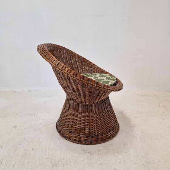 Image 1 of Pair of vintage Italian wicker lounge chairs, 1960s
