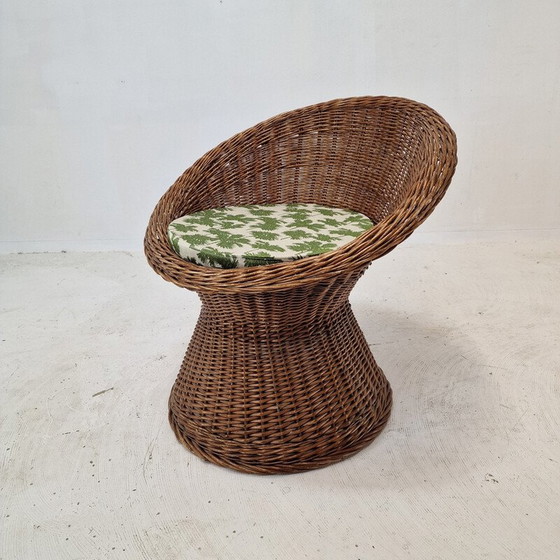 Image 1 of Pair of vintage Italian wicker lounge chairs, 1960s