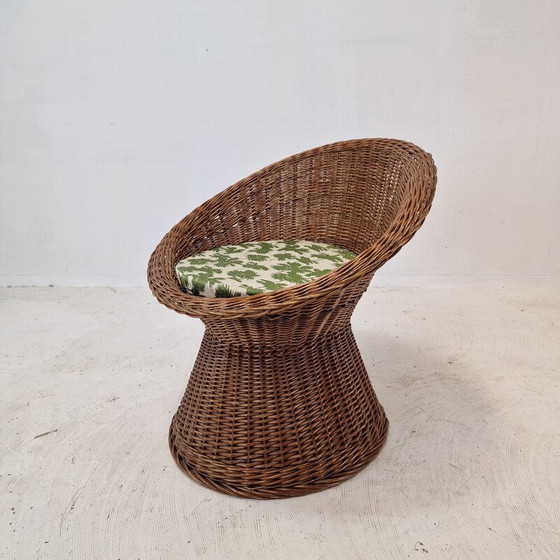 Image 1 of Pair of vintage Italian wicker lounge chairs, 1960s