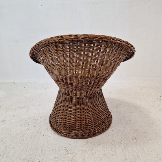 Image 1 of Pair of vintage Italian wicker lounge chairs, 1960s