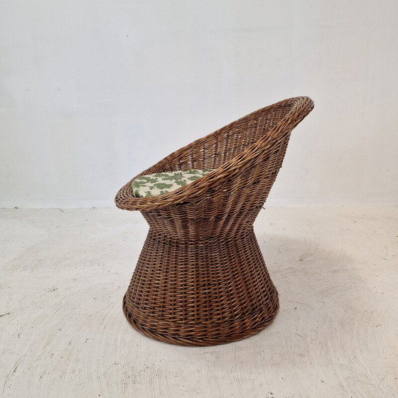 Image 1 of Pair of vintage Italian wicker lounge chairs, 1960s