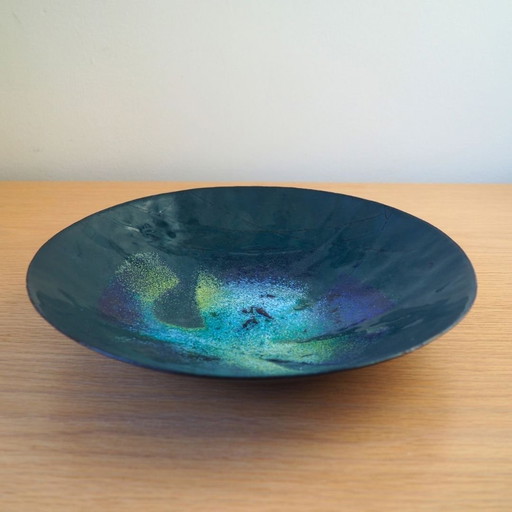 1970S Enameled Metal Bowl Signed By Artist