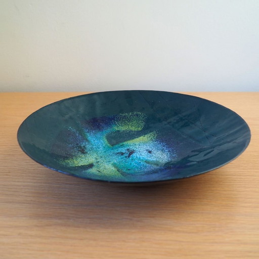 1970S Enameled Metal Bowl Signed By Artist