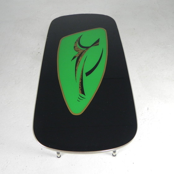 Image 1 of Tavolino da caffè vintage con piano in vetro e gambe affusolate. Anni '50