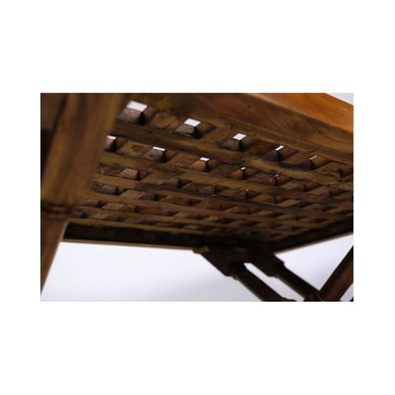 Image 1 of Vintage dark wood coffee table with glass top, 1960