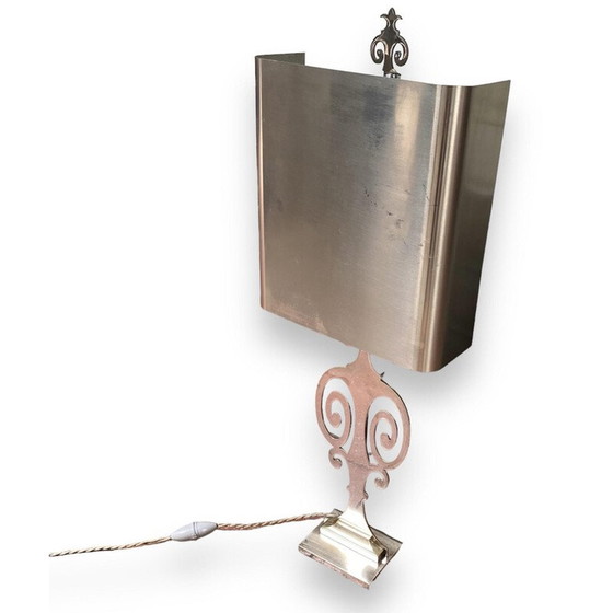Image 1 of Vintage lamp in chromed metal and brushed steel by Maison Charles, 1970
