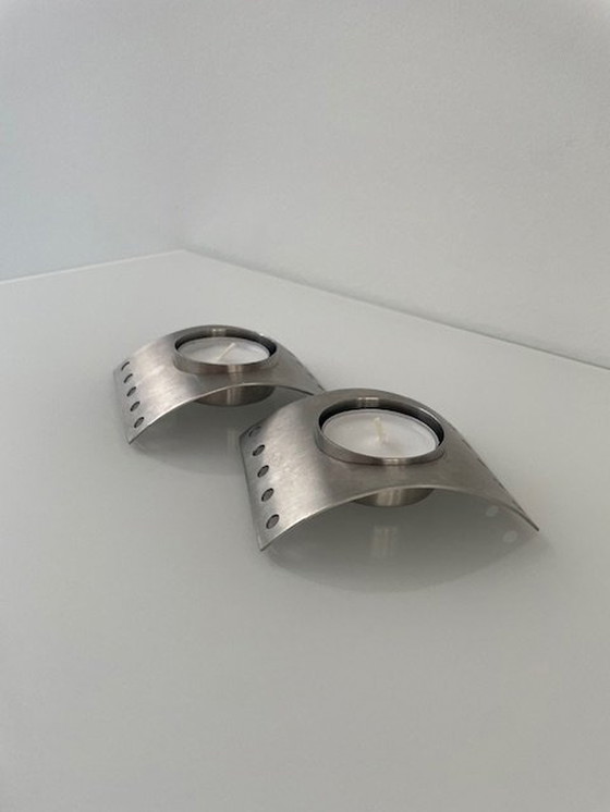 Image 1 of 2X Stainless Steel Tea Light Holders From Zack Design