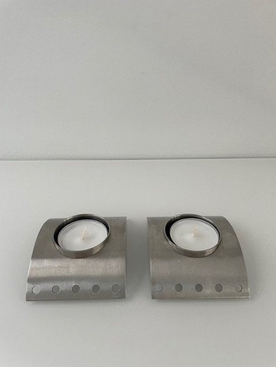 Image 1 of 2X Stainless Steel Tea Light Holders From Zack Design