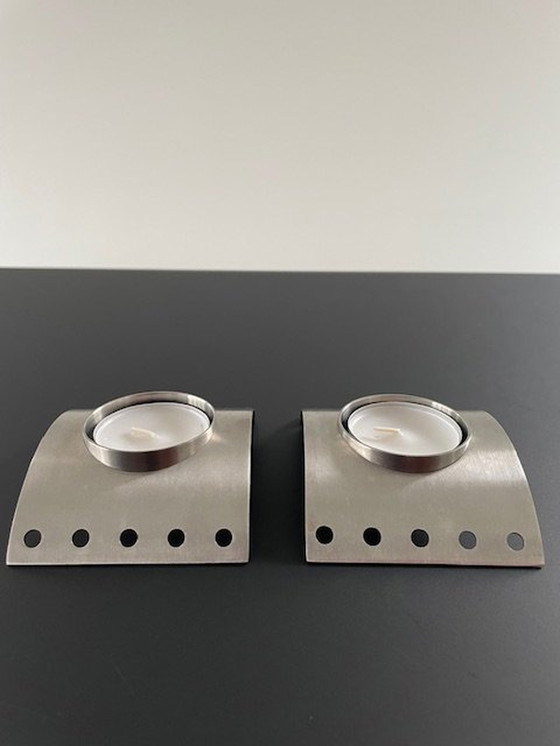 Image 1 of 2X Stainless Steel Tea Light Holders From Zack Design