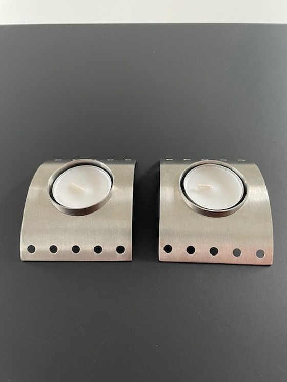 Image 1 of 2X Stainless Steel Tea Light Holders From Zack Design