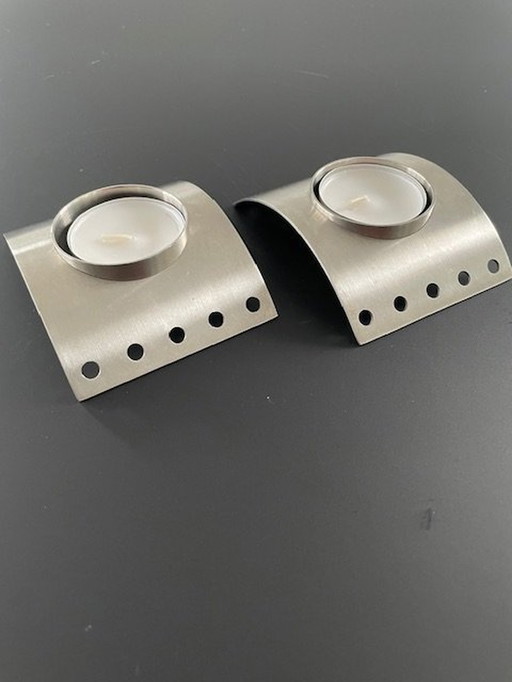 2X Stainless Steel Tea Light Holders From Zack Design