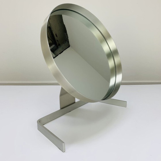 Image 1 of Vintage mirror in brushed aluminum by Pierre Vandel, 1970