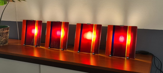 Image 1 of 4x Clarisse Dutraive glass art lamps