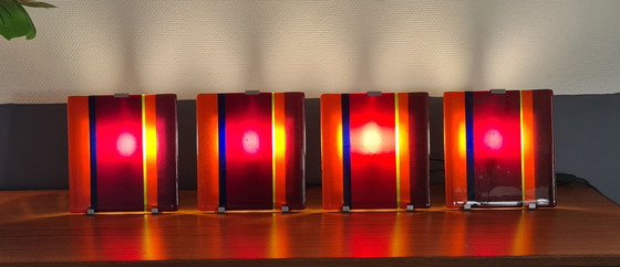 Image 1 of 4x Clarisse Dutraive glass art lamps