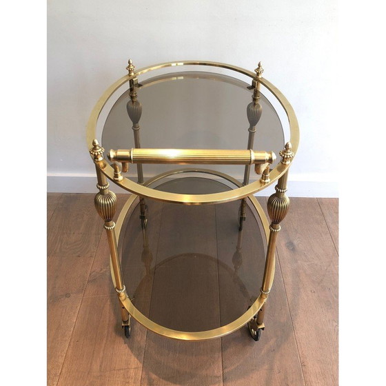 Image 1 of Vintage oval brass serving table by La Maison Jansen, 1940s