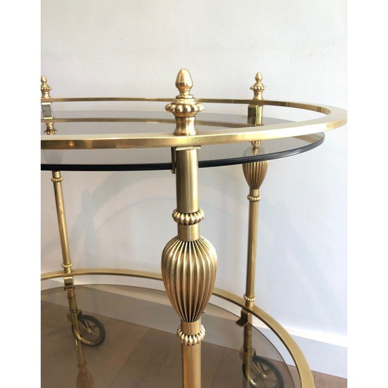 Image 1 of Vintage oval brass serving table by La Maison Jansen, 1940s