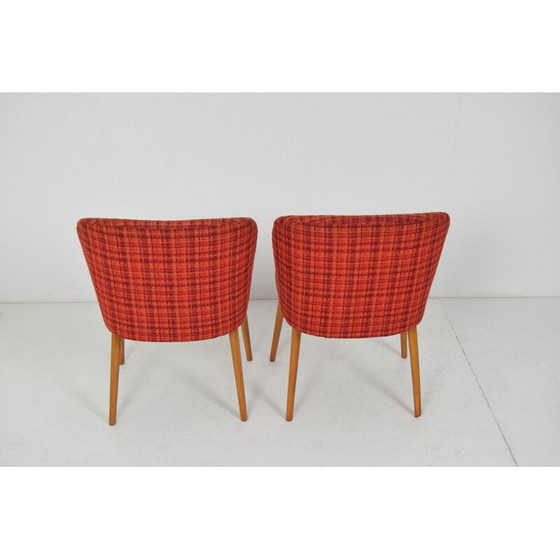 Image 1 of Set of vintage wooden fabric chairs, Czechoslovakia 1960