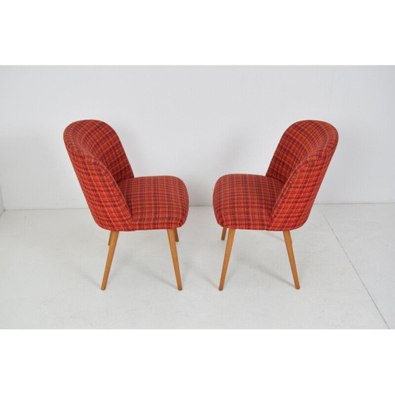 Image 1 of Set of vintage wooden fabric chairs, Czechoslovakia 1960