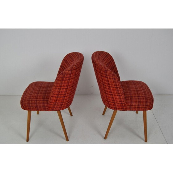 Image 1 of Set of vintage wooden fabric chairs, Czechoslovakia 1960