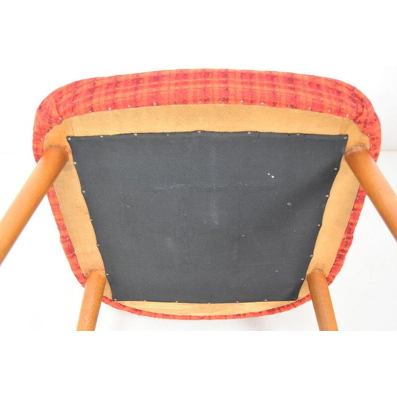 Image 1 of Set of vintage wooden fabric chairs, Czechoslovakia 1960
