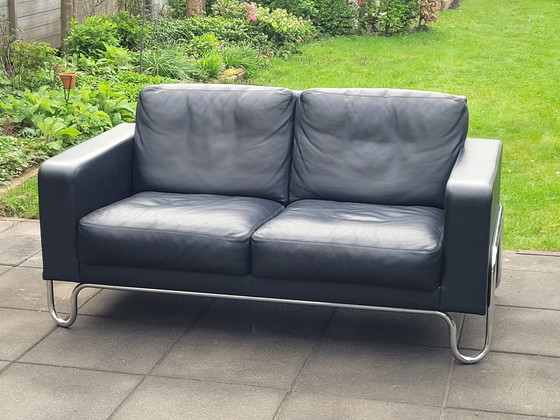 Image 1 of Gebr. van Der Stroom Dutch Originals model Gispen Ad2 Sofa Black Toledo Leather