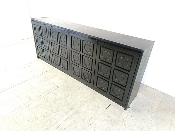 Image 1 of Large black brutalist credenza