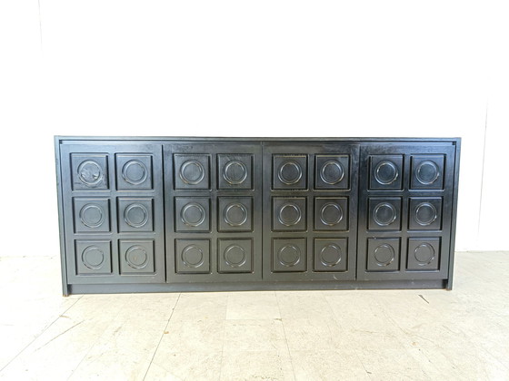 Image 1 of Large black brutalist credenza