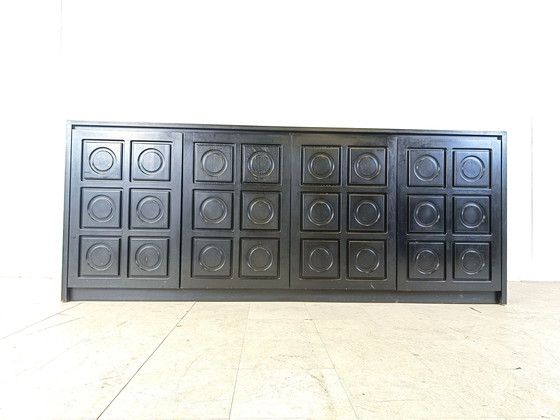 Image 1 of Large black brutalist credenza