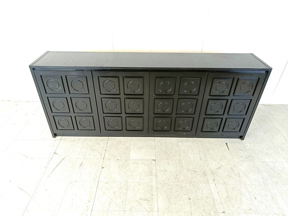 Image 1 of Large black brutalist credenza