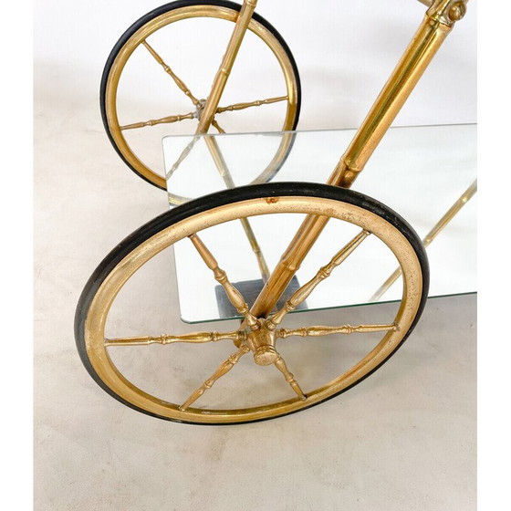 Image 1 of Mid-century brass and glass trolley, Italy 1950s