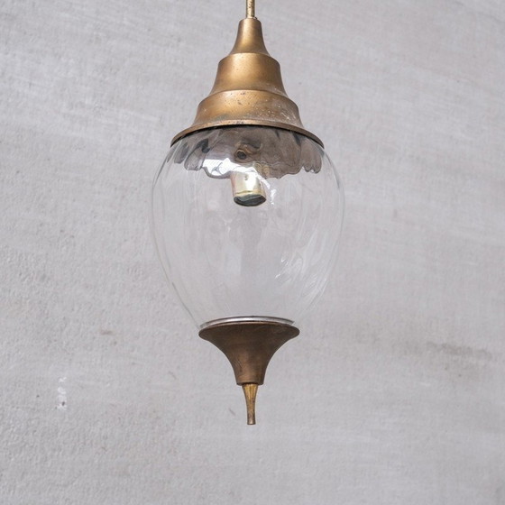 Image 1 of Vintage brass and glass pendant lamp, France 1950