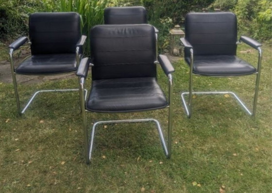 Image 1 of Set Of 4 Artcollection Cantilever Chairs By Walter Knoll