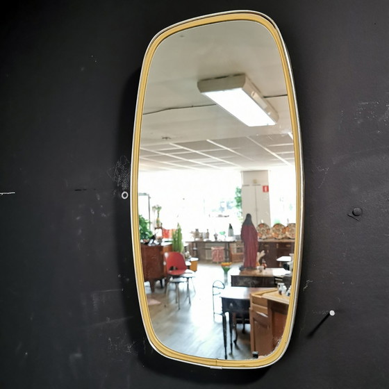 Image 1 of Vintage Mid - Century Mirror, Mantel Mirror With Brass Rim