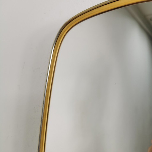 Vintage Mid - Century Mirror, Mantel Mirror With Brass Rim