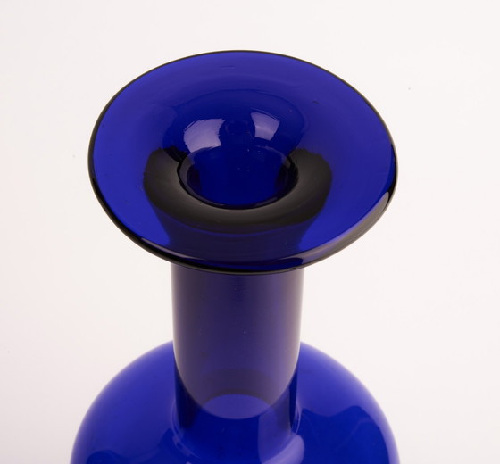 Image 1 of Blue glass vase "Gulvase" By Otto Brauer Holmegaard 1960s